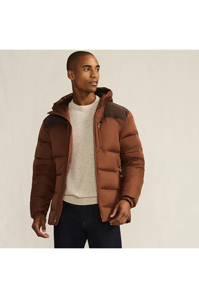 Lands' End Men's Corduroy Max 600 Down Puffer Hooded Jacket In Brown