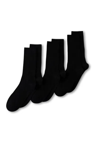 Lands' End Men's Cotton Crew Socks 3 Pack In Black