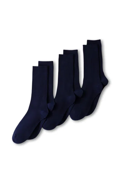 Lands' End Men's Cotton Crew Socks 3 Pack In Blue