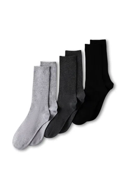 Lands' End Men's Cotton Crew Socks 3 Pack In Gray