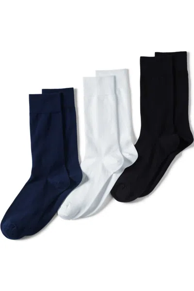 Lands' End Men's Cotton Crew Socks 3 Pack In Multi
