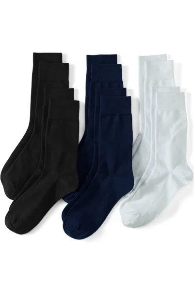 Lands' End Men's Cotton Crew Socks 6 Pack In Multi