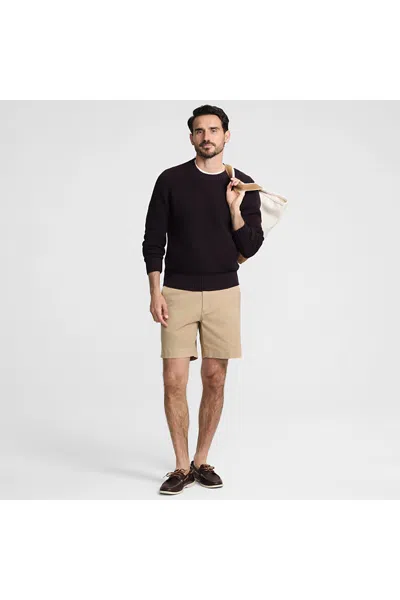 Lands' End Men's Cotton Drifter Saddle Crewneck Shaker Sweater In Transparent