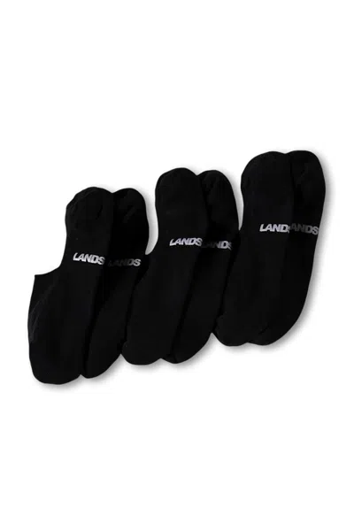 Lands' End Men's Cotton No Show Socks 3 Pack In Black