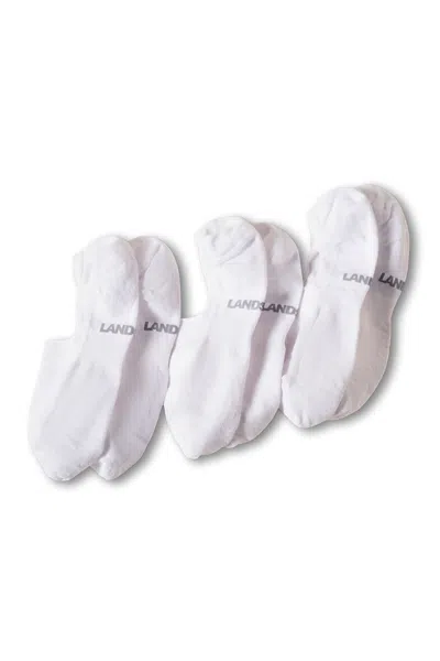 Lands' End Men's Cotton No Show Socks 3 Pack In White