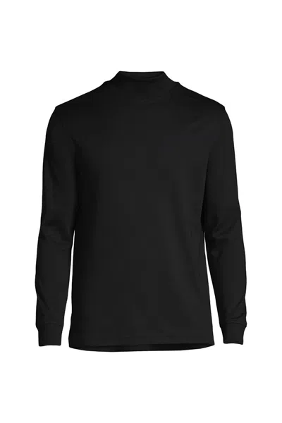 Lands' End Men's Cotton Supima Mock Turtleneck In Black