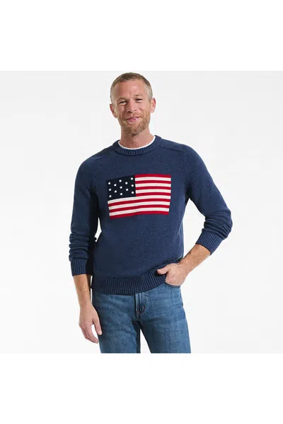 Lands' End Men's Drifter Flag Crew Neck Sweater In Blue