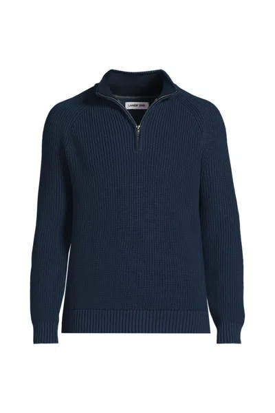 Lands' End Men's Drifter Quarter Zip Sweater In Blue