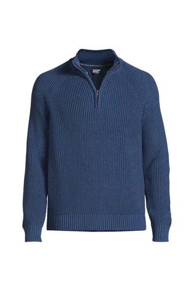Lands' End Men's Drifter Quarter Zip Sweater In Blue