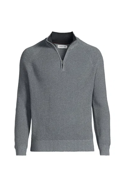 Lands' End Men's Drifter Quarter Zip Sweater In Gray