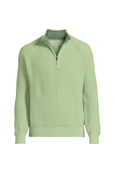 Lands' End Men's Drifter Quarter Zip Sweater In Green