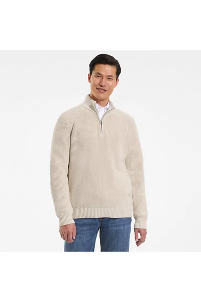 Lands' End Men's Drifter Quarter Zip Sweater In Neutral