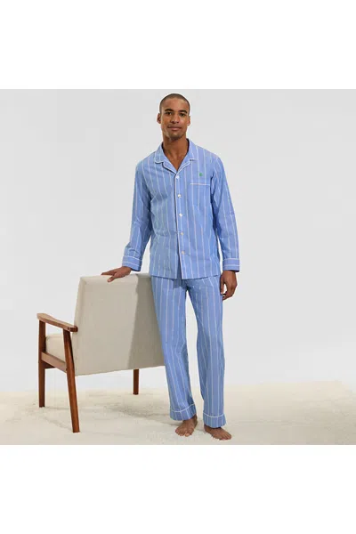 Lands' End Poplin Pajama Pants In Blue