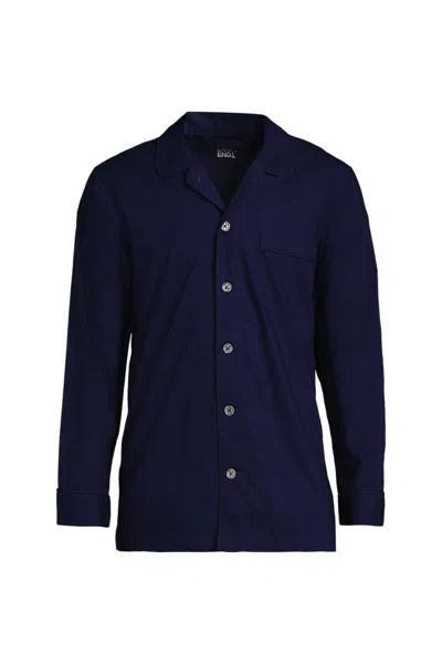 Lands' End Men's Essential Pajama Shirt In Blue