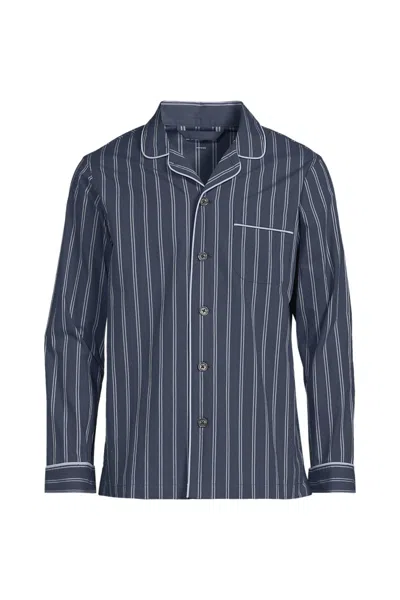 Lands' End Men's Essential Pajama Shirt In Blue