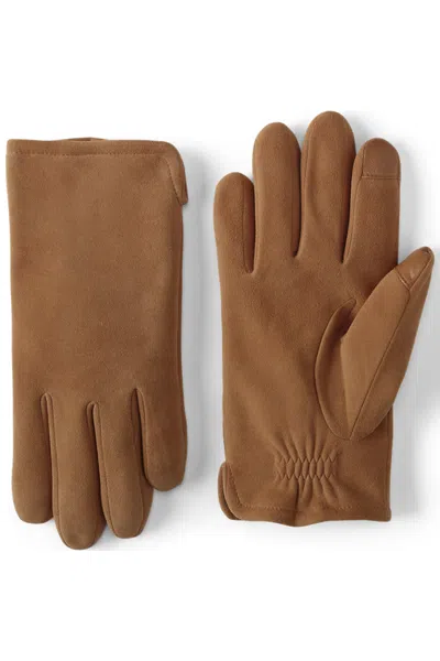 Lands' End Men's Ez Touch Suede Gloves In Brown