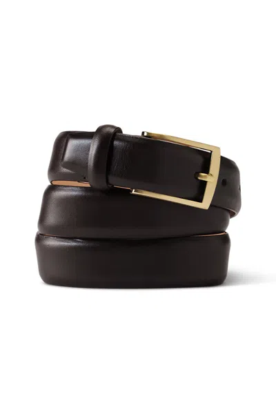 Lands' End Men's Feather Edge Dress Belt In Brown