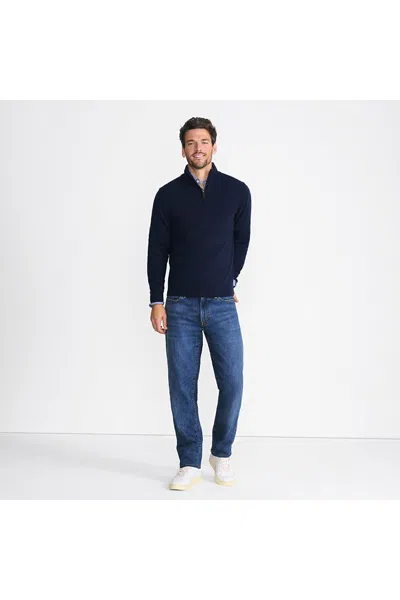 Lands' End Men's Fine Gauge Cashmere Quarter Zip In Blue
