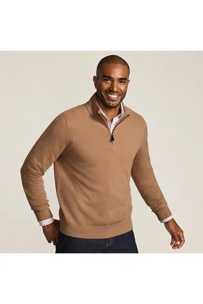 Lands' End Men's Fine Gauge Cashmere Quarter Zip In Brown