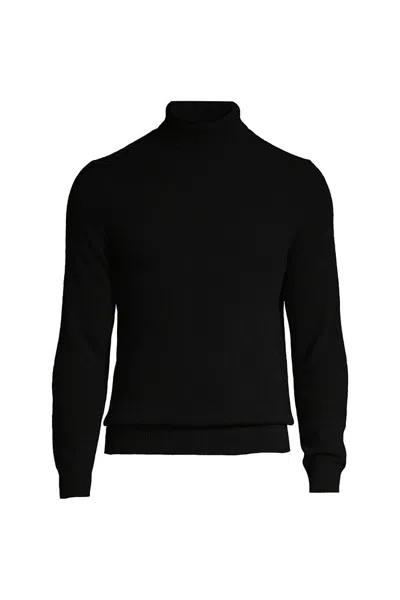 Lands' End Men's Fine Gauge Cashmere Turtleneck Sweater In Black