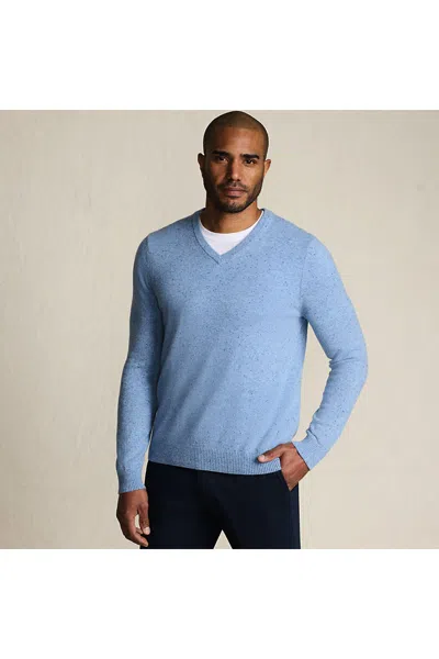 Lands' End Men's Fine Gauge Cashmere V-neck Sweater In Blue