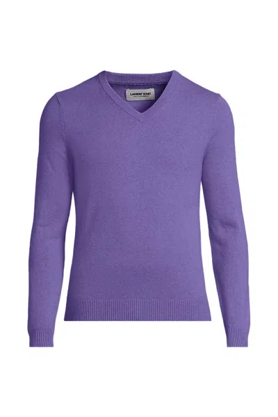 Lands' End Men's Fine Gauge Cashmere V-neck Sweater In Purple