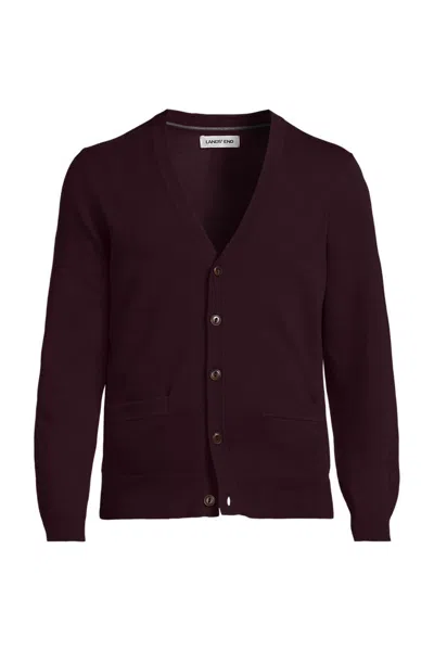 Lands' End Men's Fine Gauge Cotton Cardigan In Red