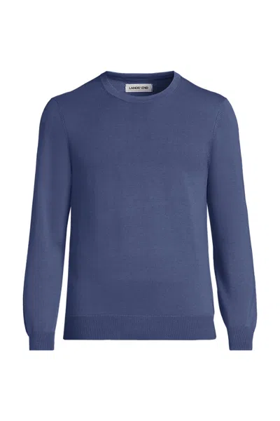 Lands' End Men's Fine Gauge Cotton Crew Neck Sweater In Blue