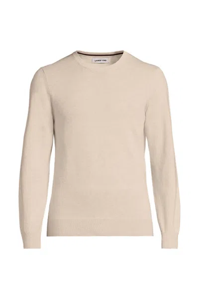 Lands' End Men's Fine Gauge Cotton Crew Neck Sweater In Neutral