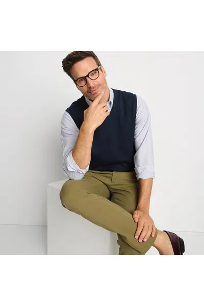 Lands' End Men's Fine Gauge Cotton Vest In Blue