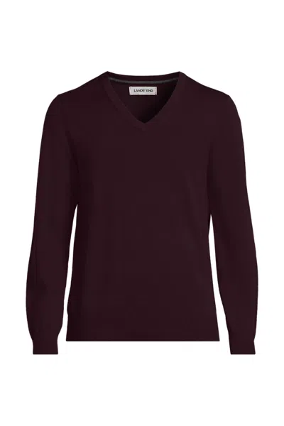 Lands' End Men's Fine Gauge Cotton V-neck Sweater In Purple