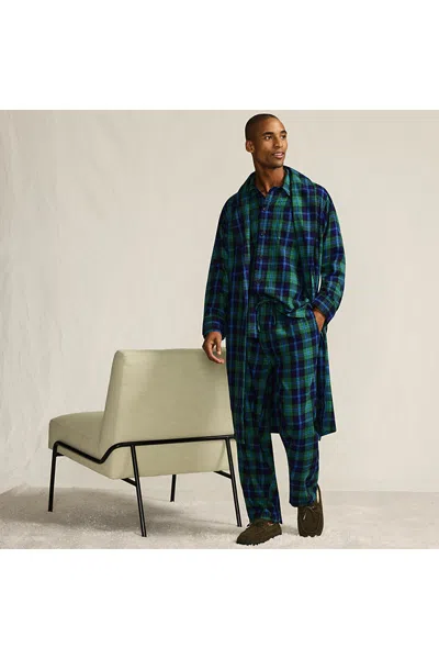 Lands' End Men's Flannel 3 Piece Pajama Set In Green