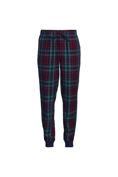 Lands' End Men's Flannel Jogger Pajama Pants In Blue