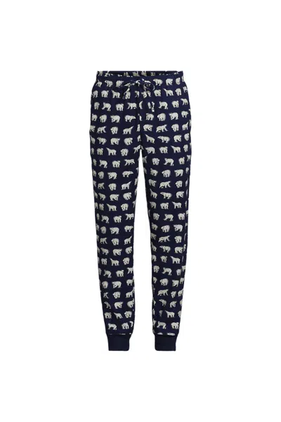 Lands' End Men's Flannel Jogger Pajama Pants In Blue