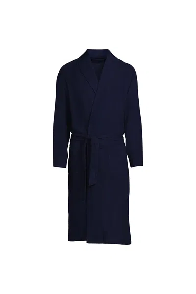 Lands' End Men's Flannel Robe In Blue