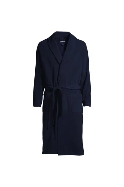 Lands' End Men's Fleece Robe In Blue