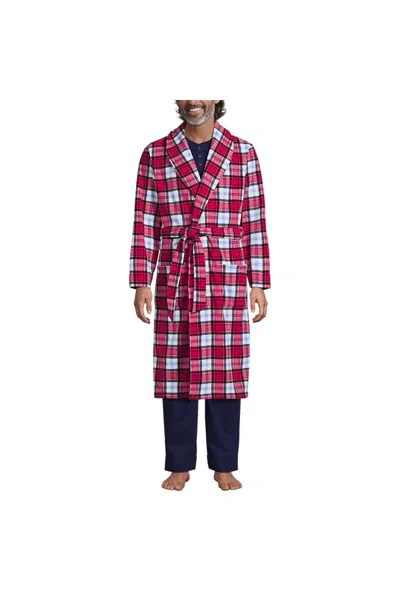 Lands' End Men's Fleece Robe In Multi