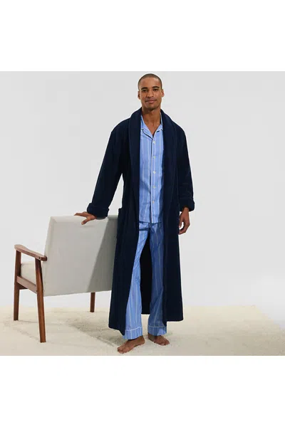 Lands' End Men's Full Length Turkish Terry Robe In Blue