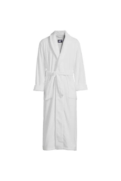 Lands' End Men's Full Length Turkish Terry Robe In White
