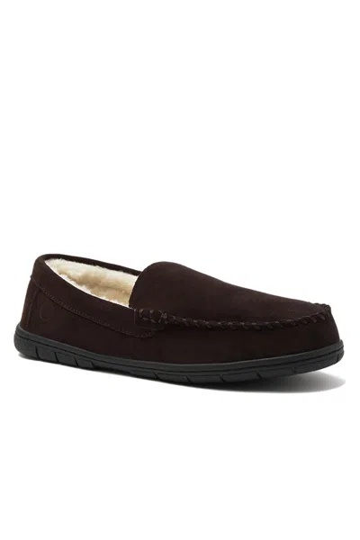 Lands' End Men's Fuzzy Lined Suede Moccasin Slippers In Multi