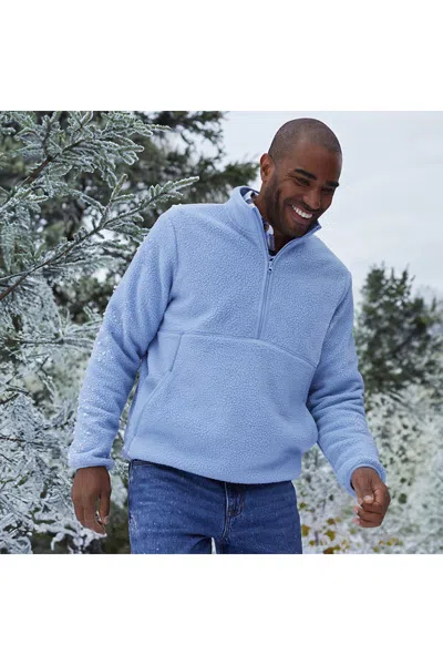 Lands' End Men's Half Zip Sherpa Fleece Pullover In Blue