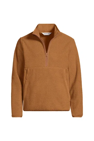 Lands' End Men's Half Zip Sherpa Fleece Pullover In Brown