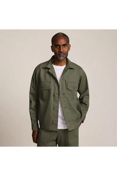 Lands' End Men's Herringbone Utility Shirt Jacket In Green