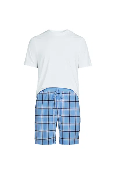 Lands' End Men's Knit Jersey Pajama Shorts Sleep Set In Blue