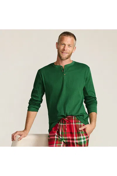 Lands' End Men's Knit Rib Pajama Henley In Green