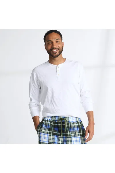Lands' End Men's Knit Rib Pajama Henley In White