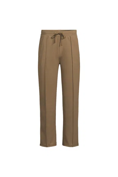 Lands' End Men's Knit Twill Track Wide Leg Pant In Brown