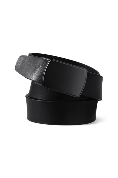 Lands' End Men's Leather Adjustable Slide Belt In Black
