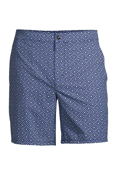 Lands' End Men's Lined 7" Hybrid Swim Shorts In Blue