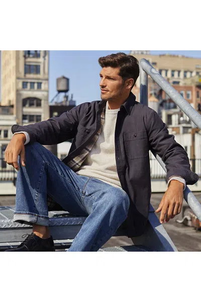 Lands' End Men's Lined Waffle Shirt Jacket In Blue